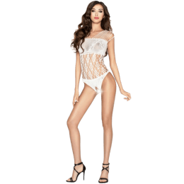 PASSION - WOMAN BS035 WHITE BODYSTOCKING ONE SIZE